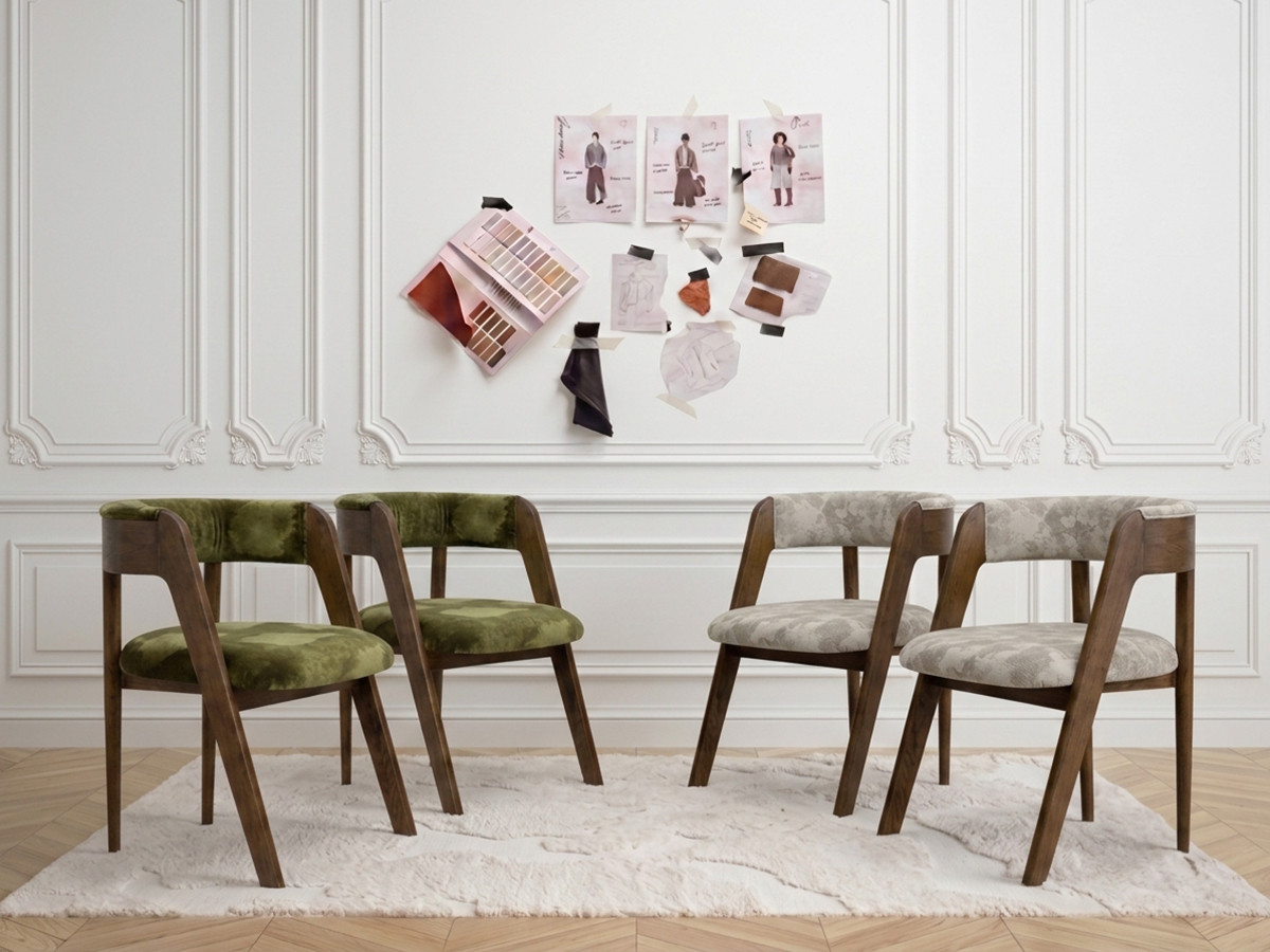 Set stoelen BASTIDE zijdefluweel stof LVMH-huis
