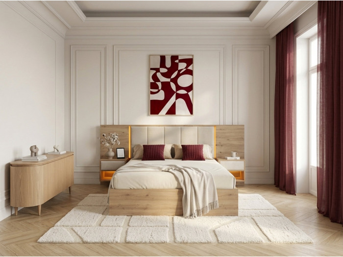 Lit coffre avec leds RYOKAN et chevets intégrés