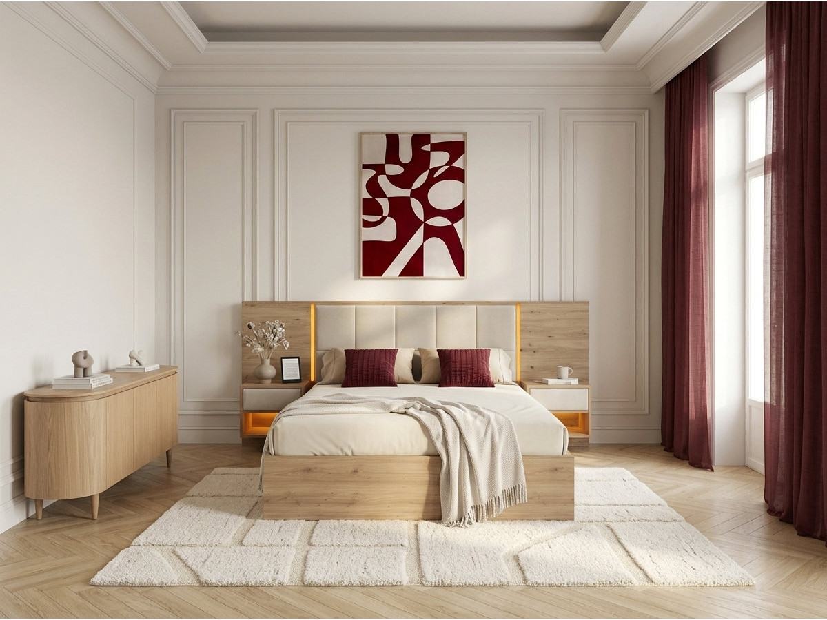 Lit coffre avec leds RYOKAN et chevets intégrés