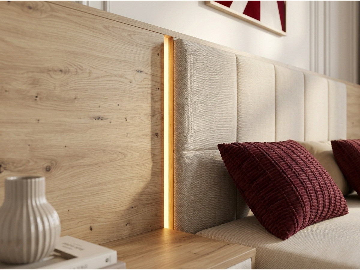Lit coffre avec leds RYOKAN et chevets intégrés