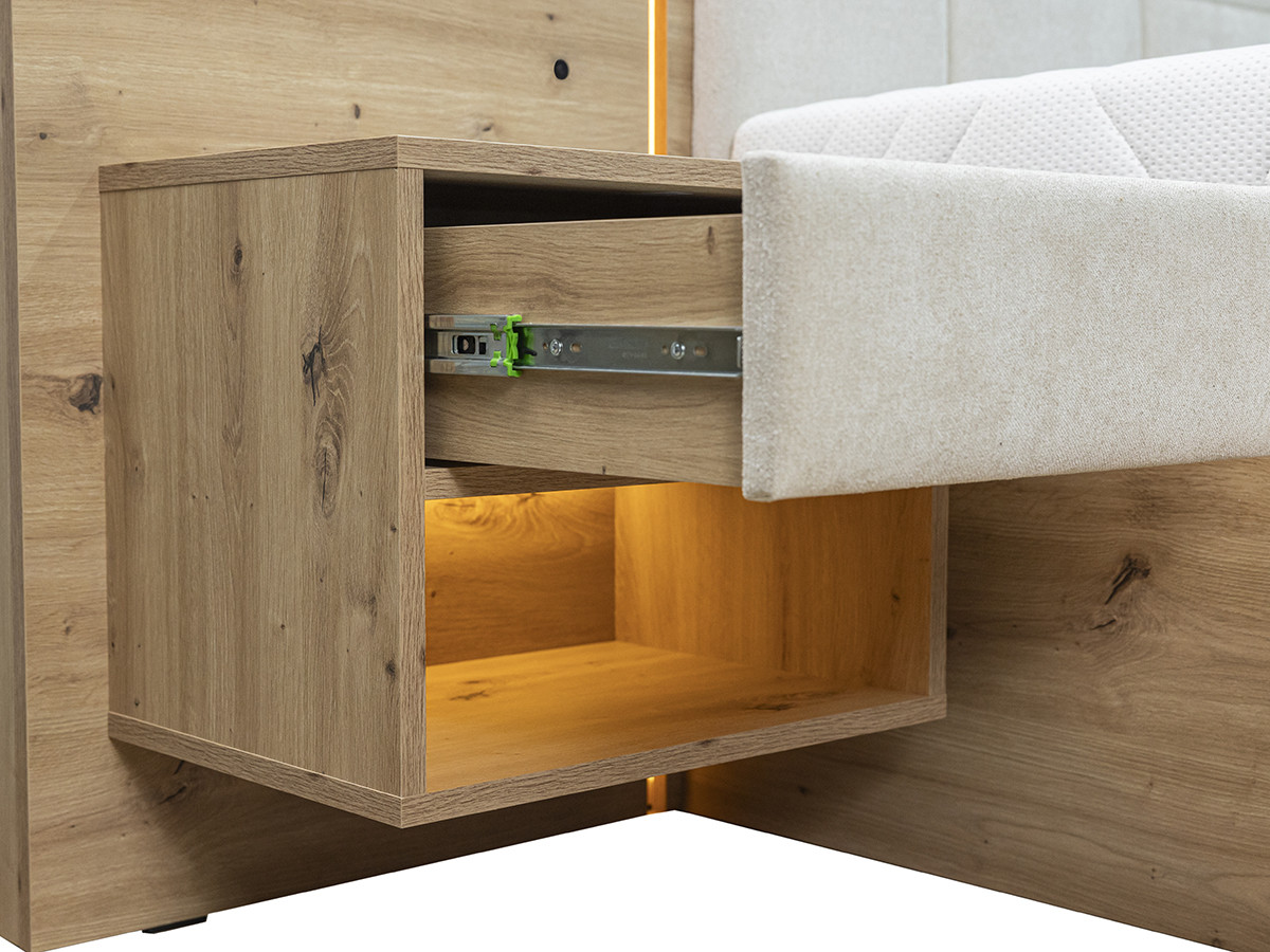Lit coffre avec leds RYOKAN et chevets intégrés