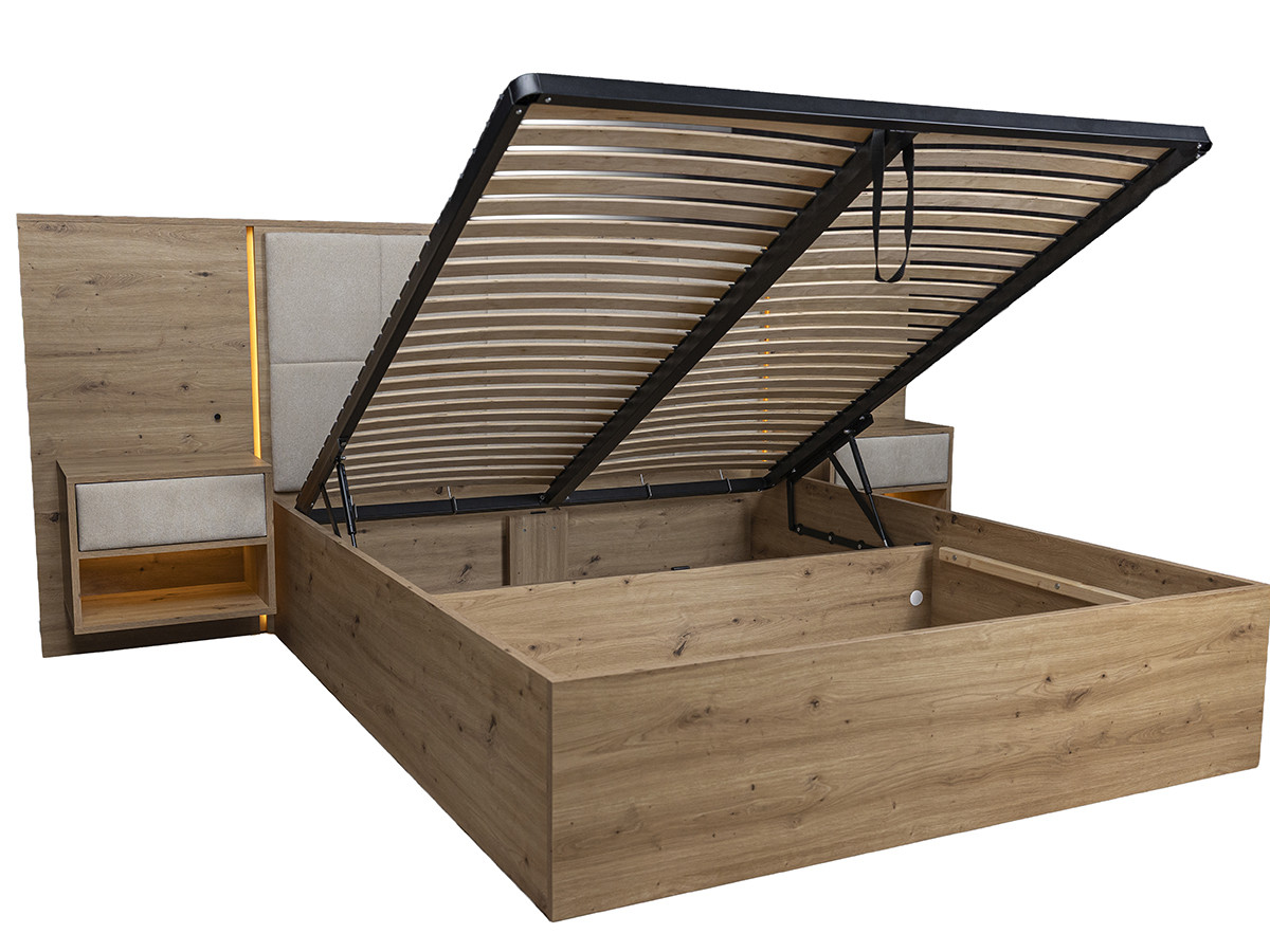 Lit coffre avec leds RYOKAN et chevets intégrés