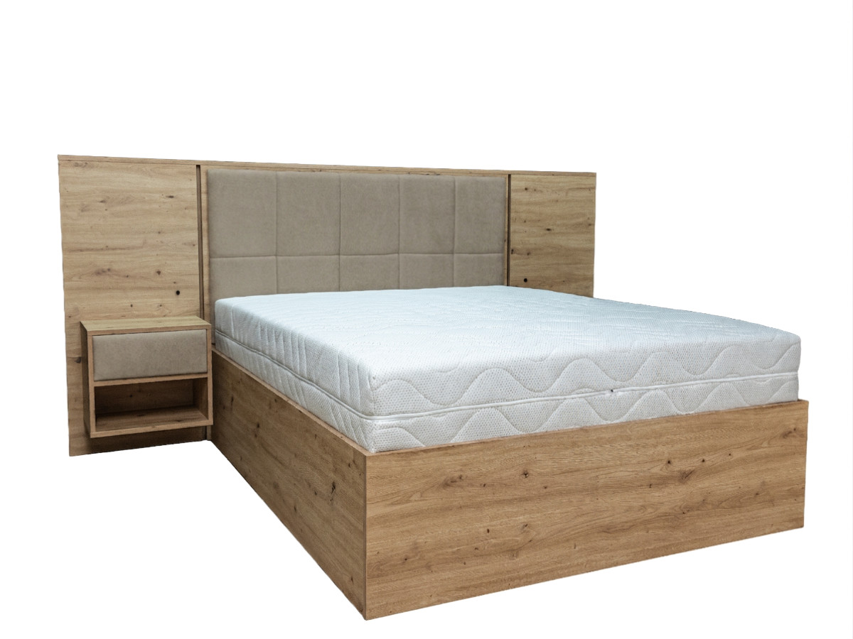 RYOKAN opbergbed met ledverlichting en geïntegreerde nachtkastjes