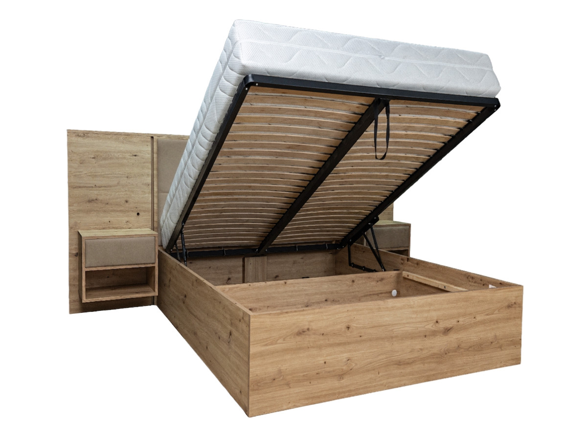 RYOKAN opbergbed met ledverlichting en geïntegreerde nachtkastjes