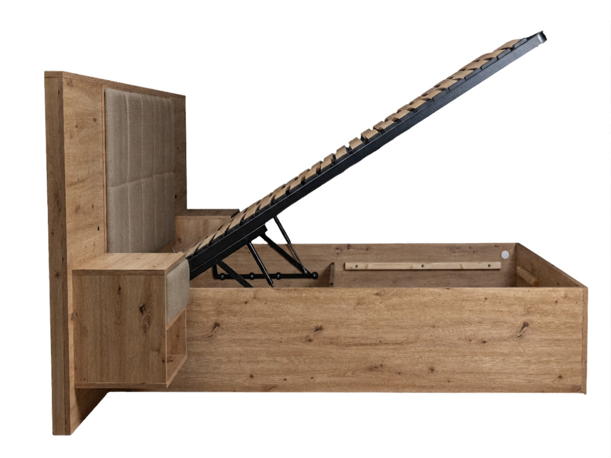 RYOKAN opbergbed met ledverlichting en geïntegreerde nachtkastjes