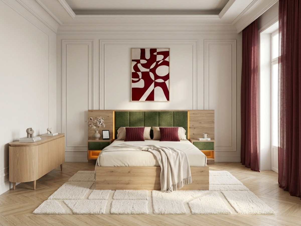 Lit coffre avec leds RYOKAN et chevets intégrés