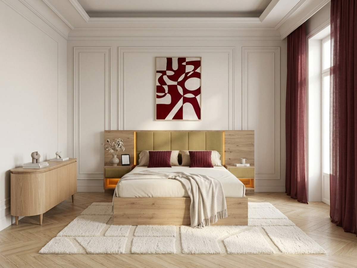 Lit coffre avec leds RYOKAN et chevets intégrés