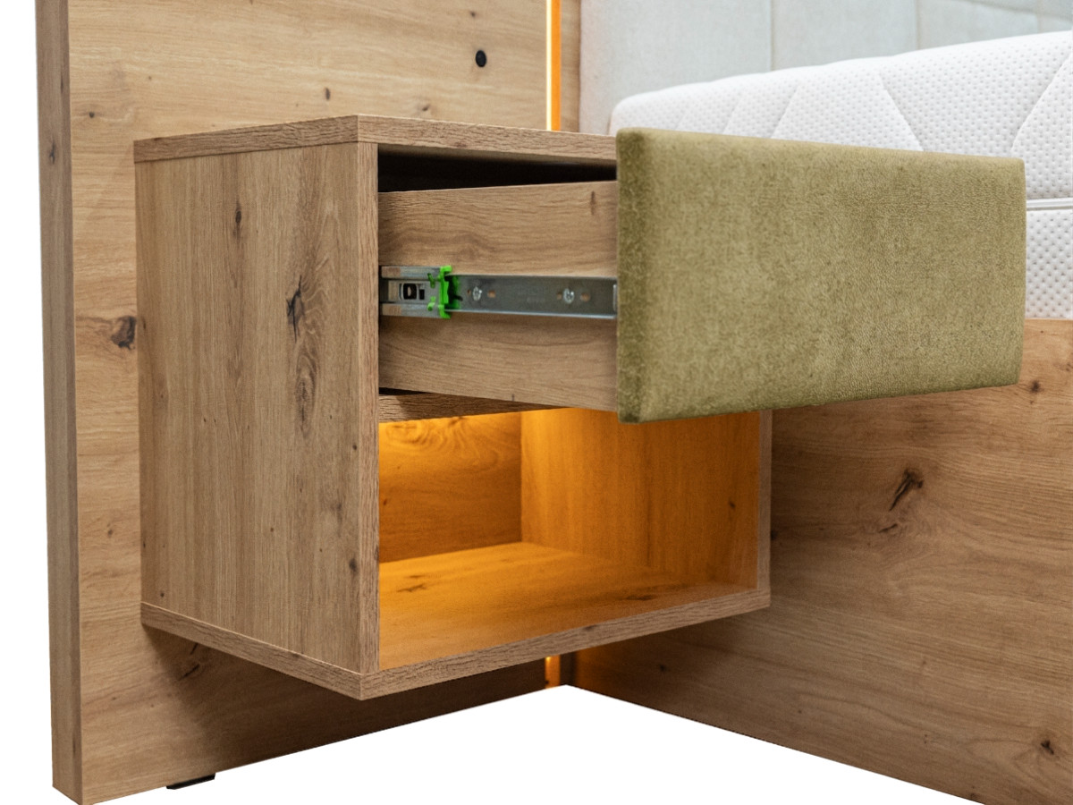 Lit coffre avec leds RYOKAN et chevets intégrés