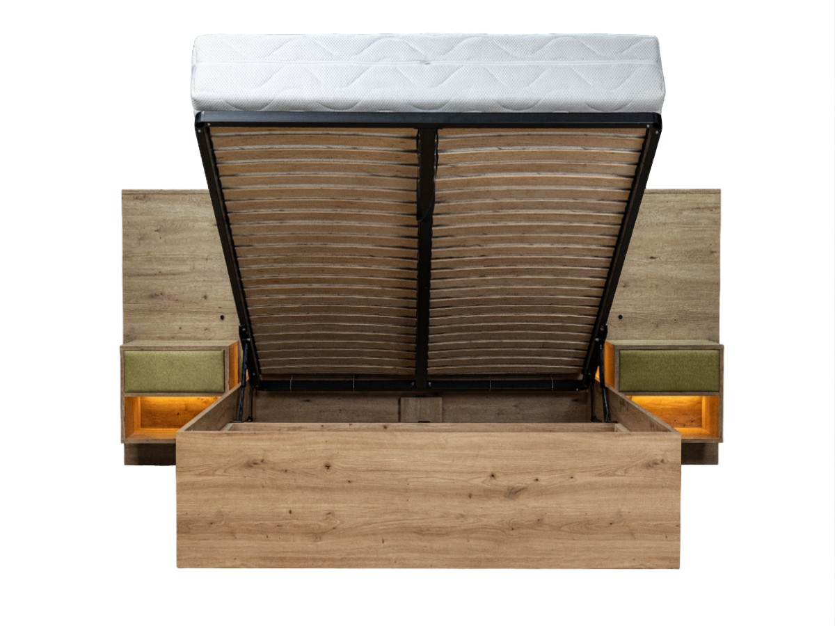 Lit coffre avec leds RYOKAN et chevets intégrés