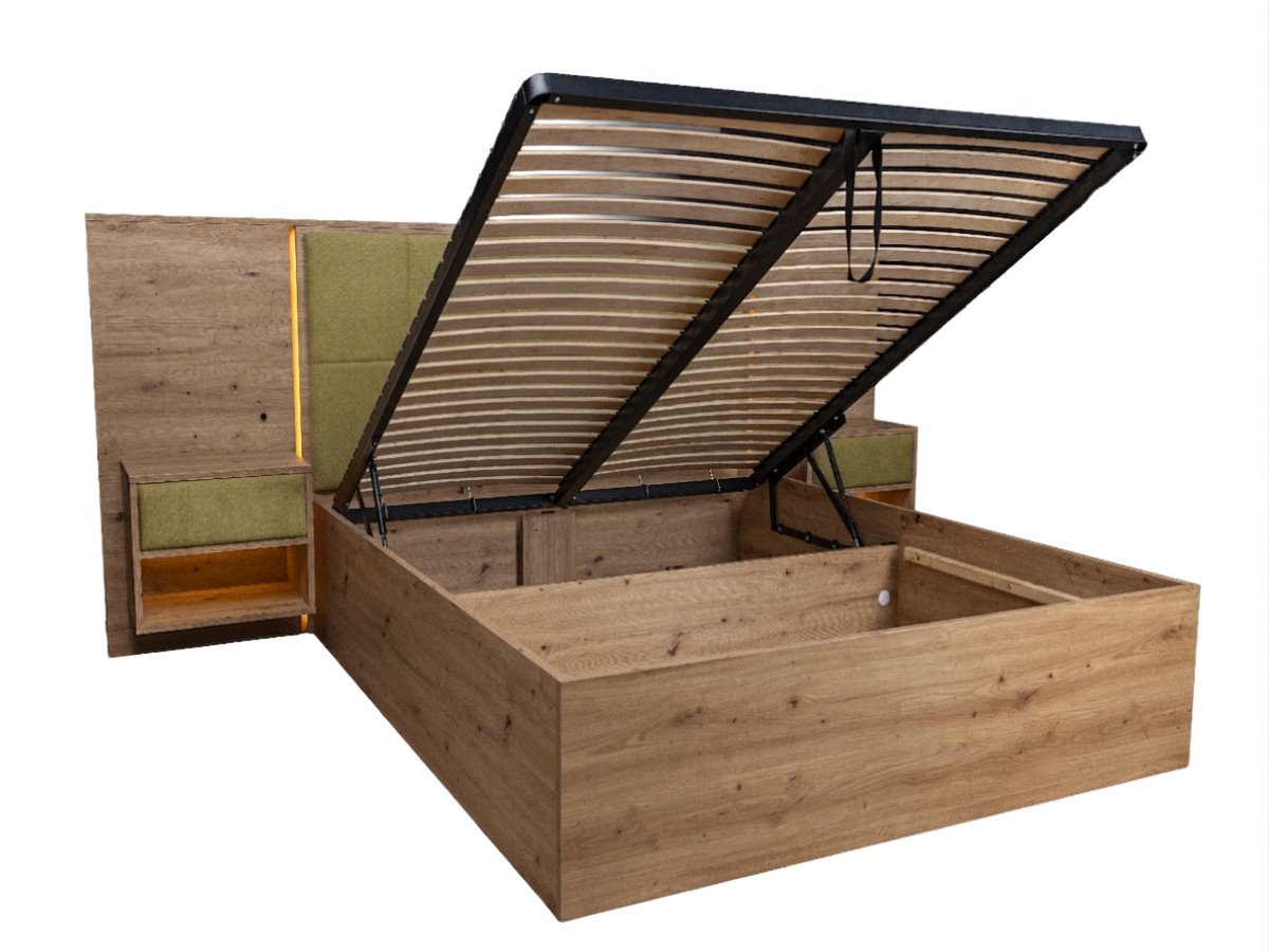 Lit coffre avec leds RYOKAN et chevets intégrés
