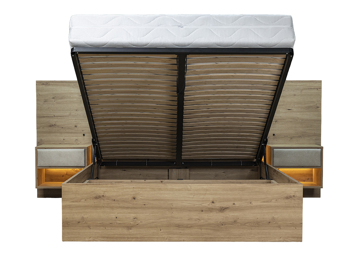 Lit coffre avec leds RYOKAN et chevets intégrés