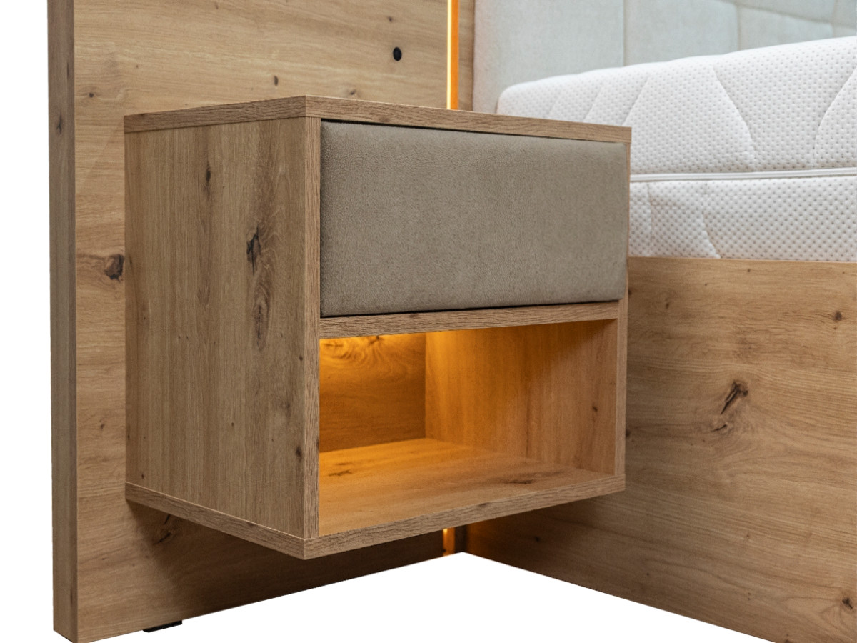 Lit coffre avec leds RYOKAN et chevets intégrés