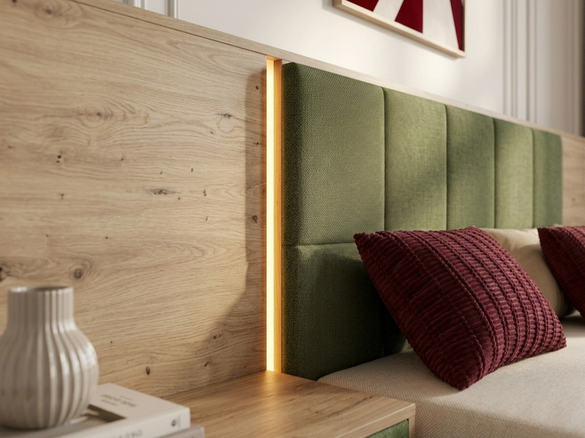 RYOKAN opbergbed met ledverlichting en geïntegreerde nachtkastjes