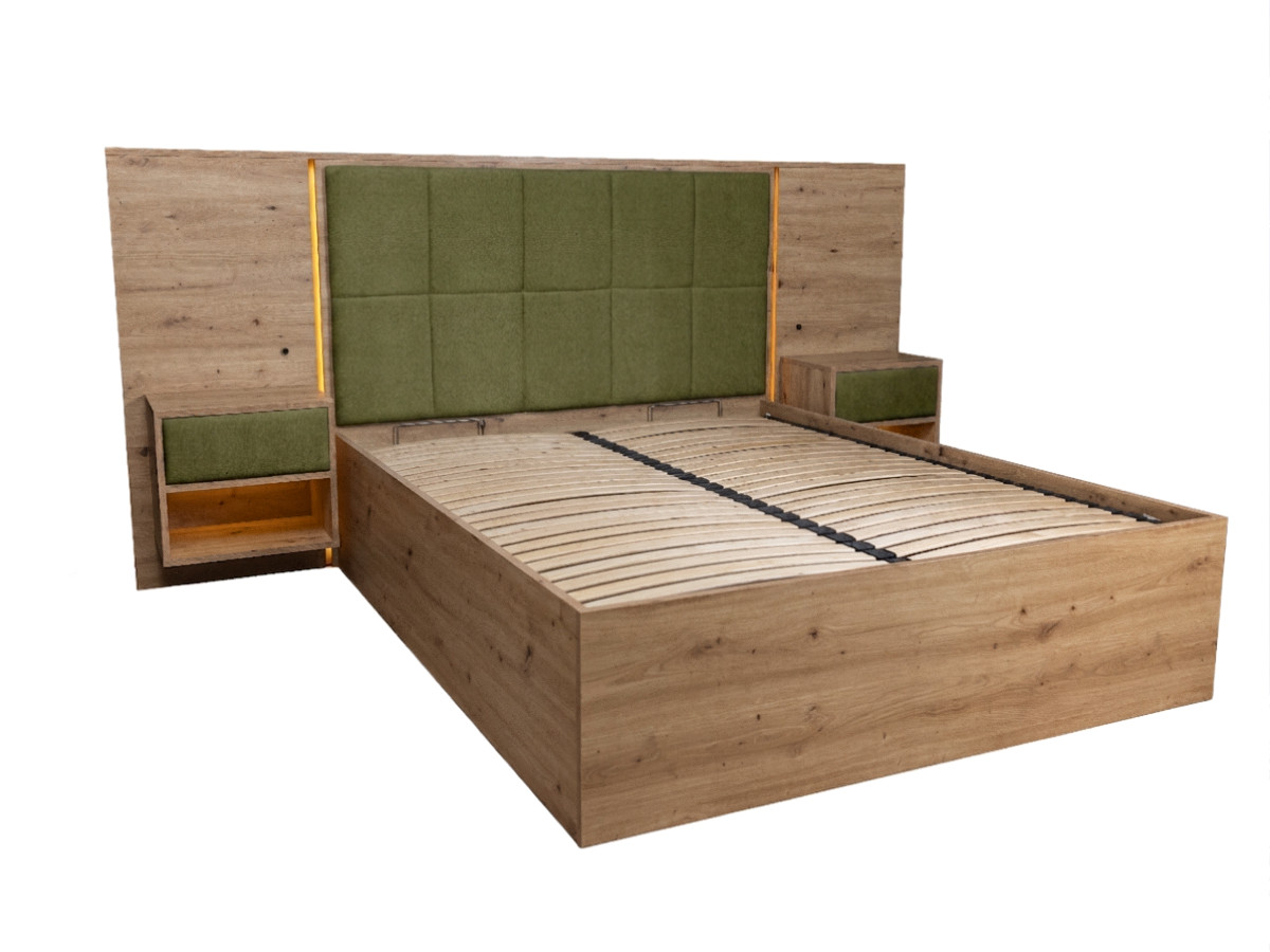 RYOKAN opbergbed met ledverlichting en geïntegreerde nachtkastjes