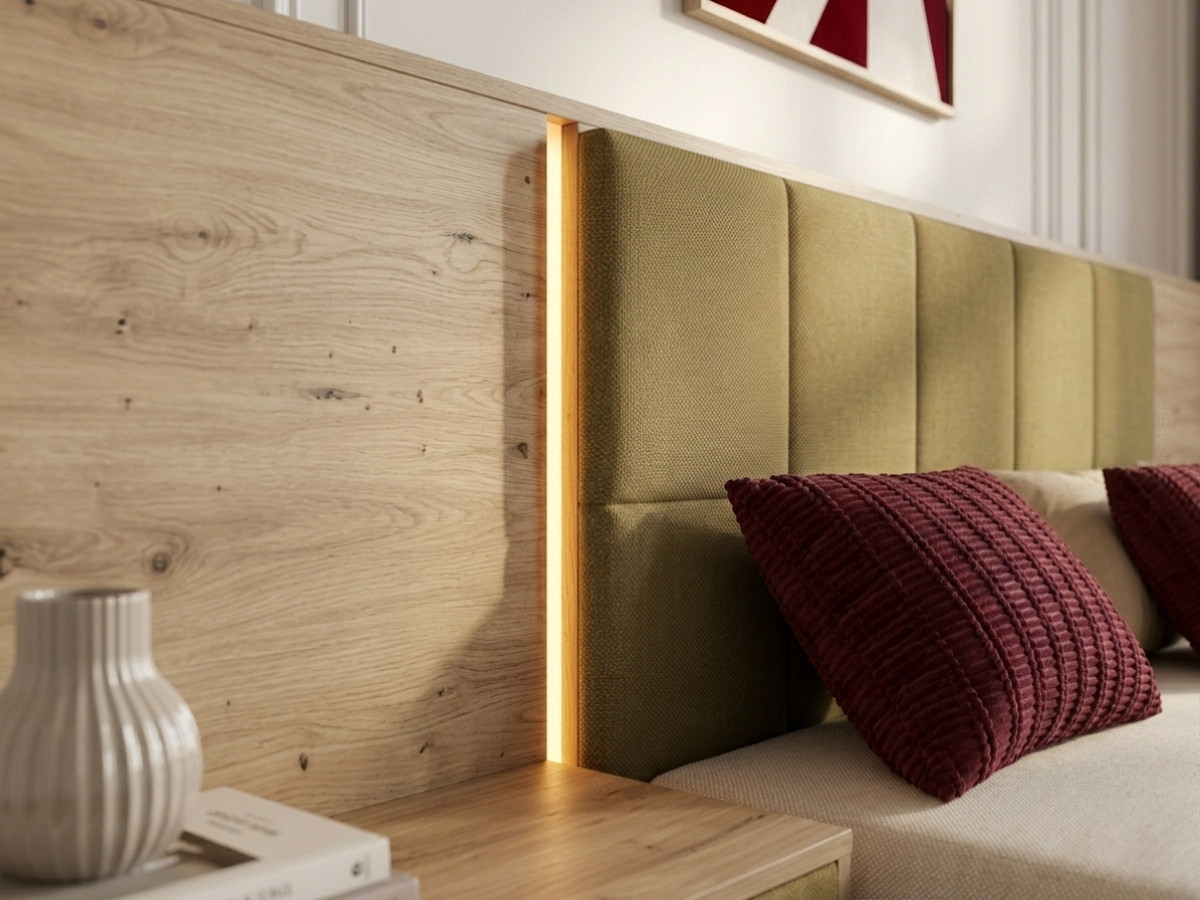 RYOKAN opbergbed met ledverlichting en geïntegreerde nachtkastjes