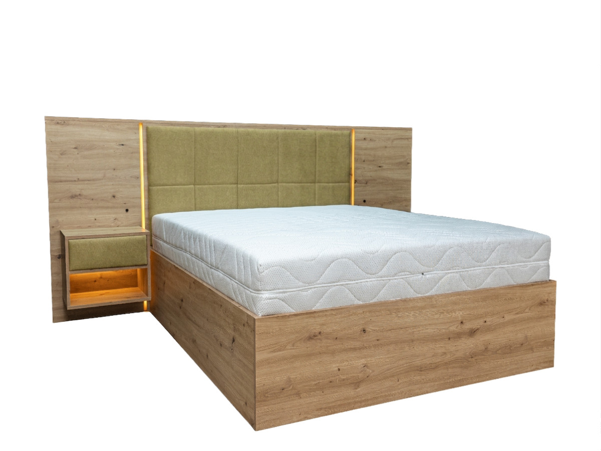 RYOKAN opbergbed met ledverlichting en geïntegreerde nachtkastjes