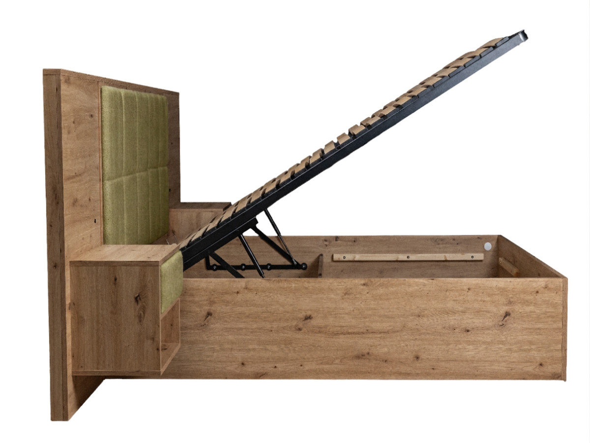 RYOKAN opbergbed met ledverlichting en geïntegreerde nachtkastjes