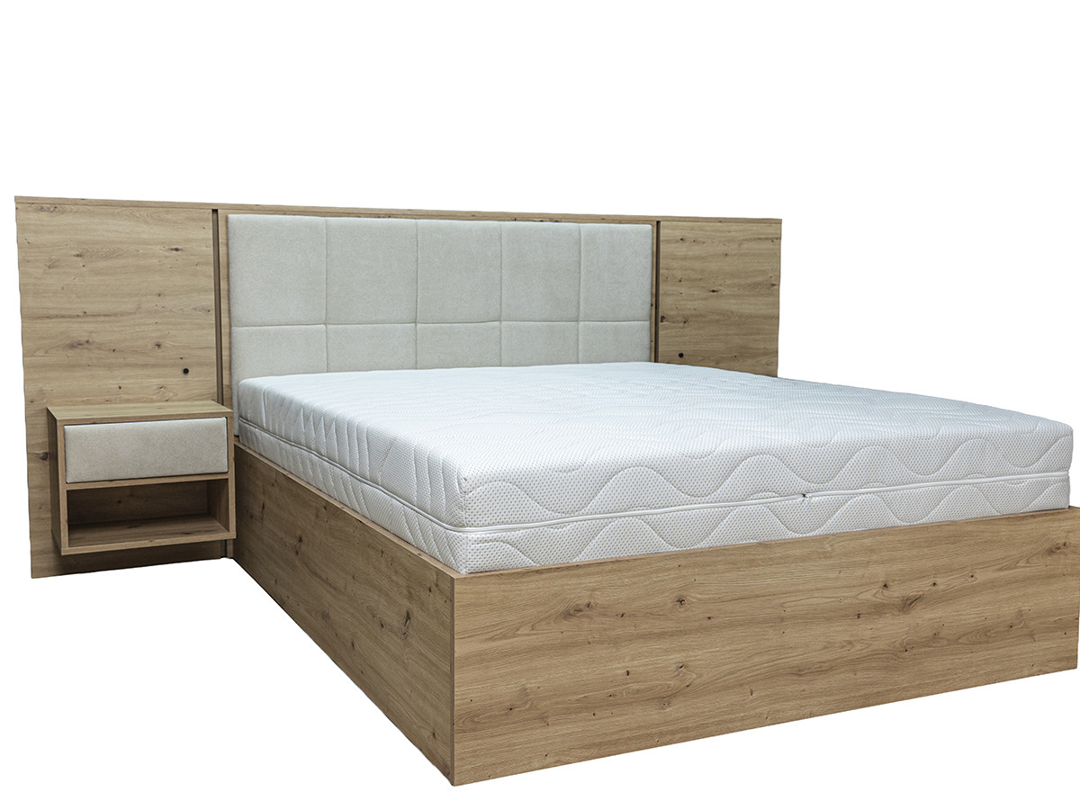 RYOKAN opbergbed met ledverlichting en geïntegreerde nachtkastjes