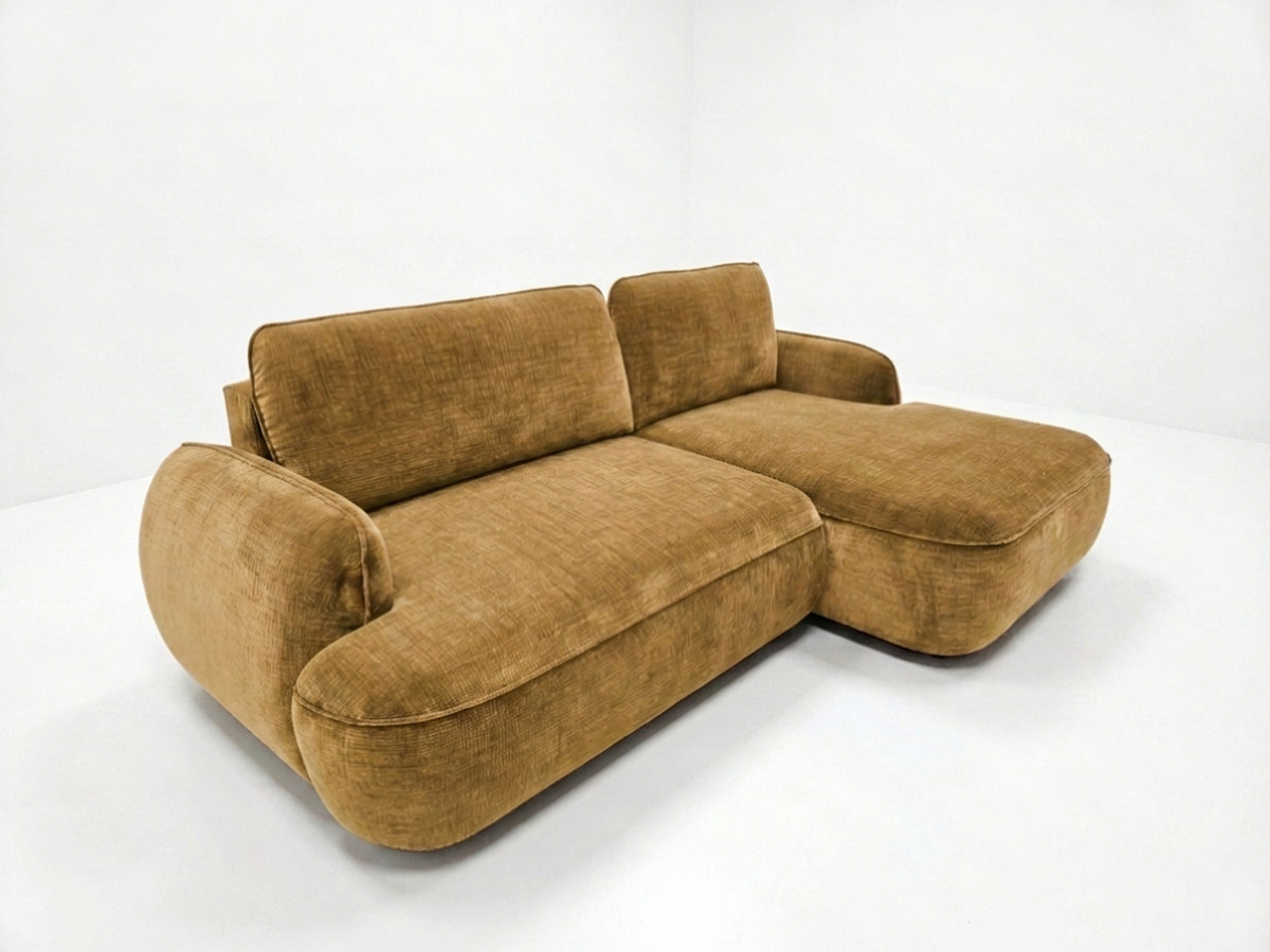 Canapé d'angle convertible CELESTE tissu lisse
