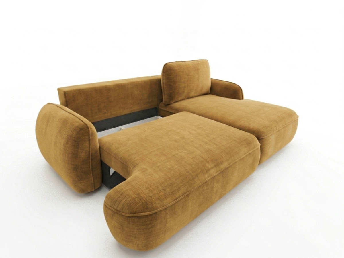 Canapé d'angle convertible CELESTE tissu lisse