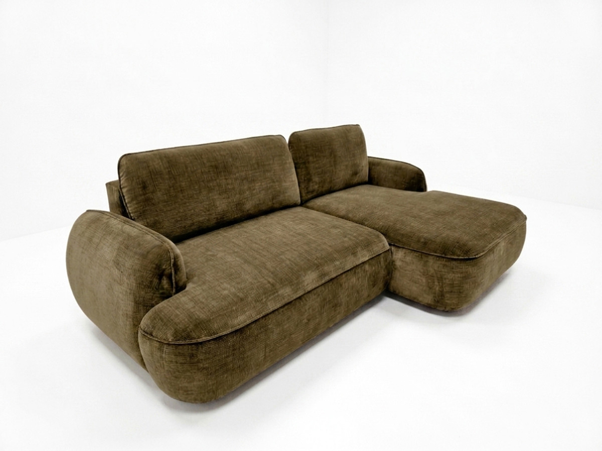 Canapé d'angle convertible CELESTE tissu lisse