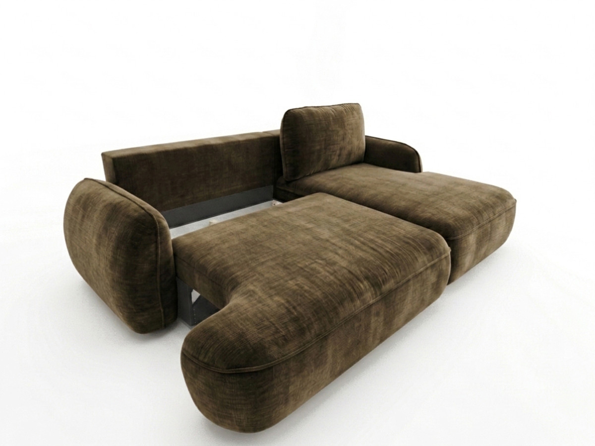 Canapé d'angle convertible CELESTE tissu lisse