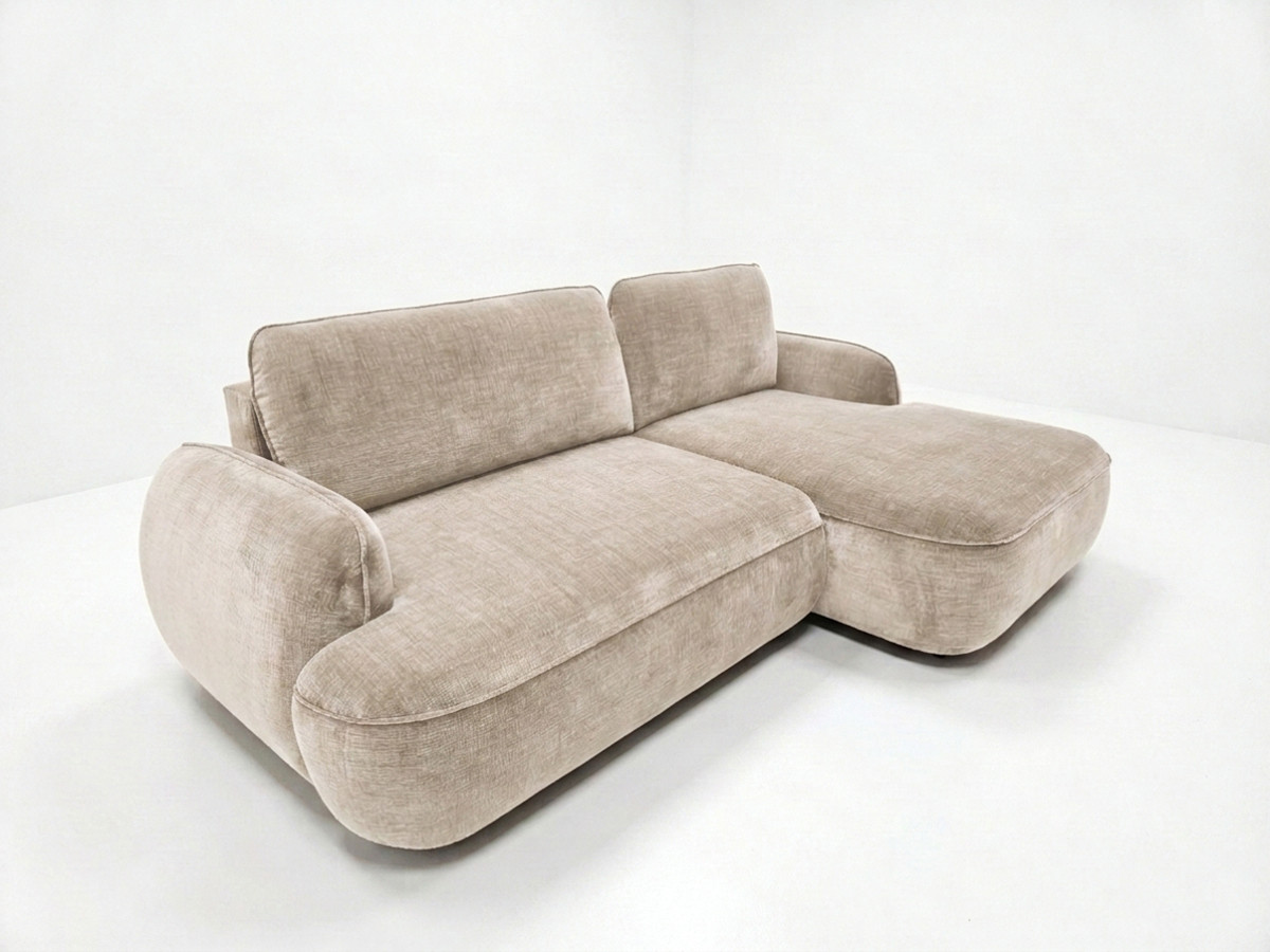 Canapé d'angle convertible CELESTE tissu lisse