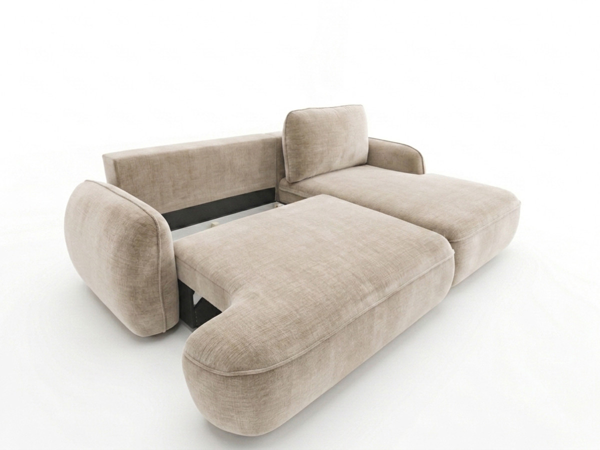 Canapé d'angle convertible CELESTE tissu lisse