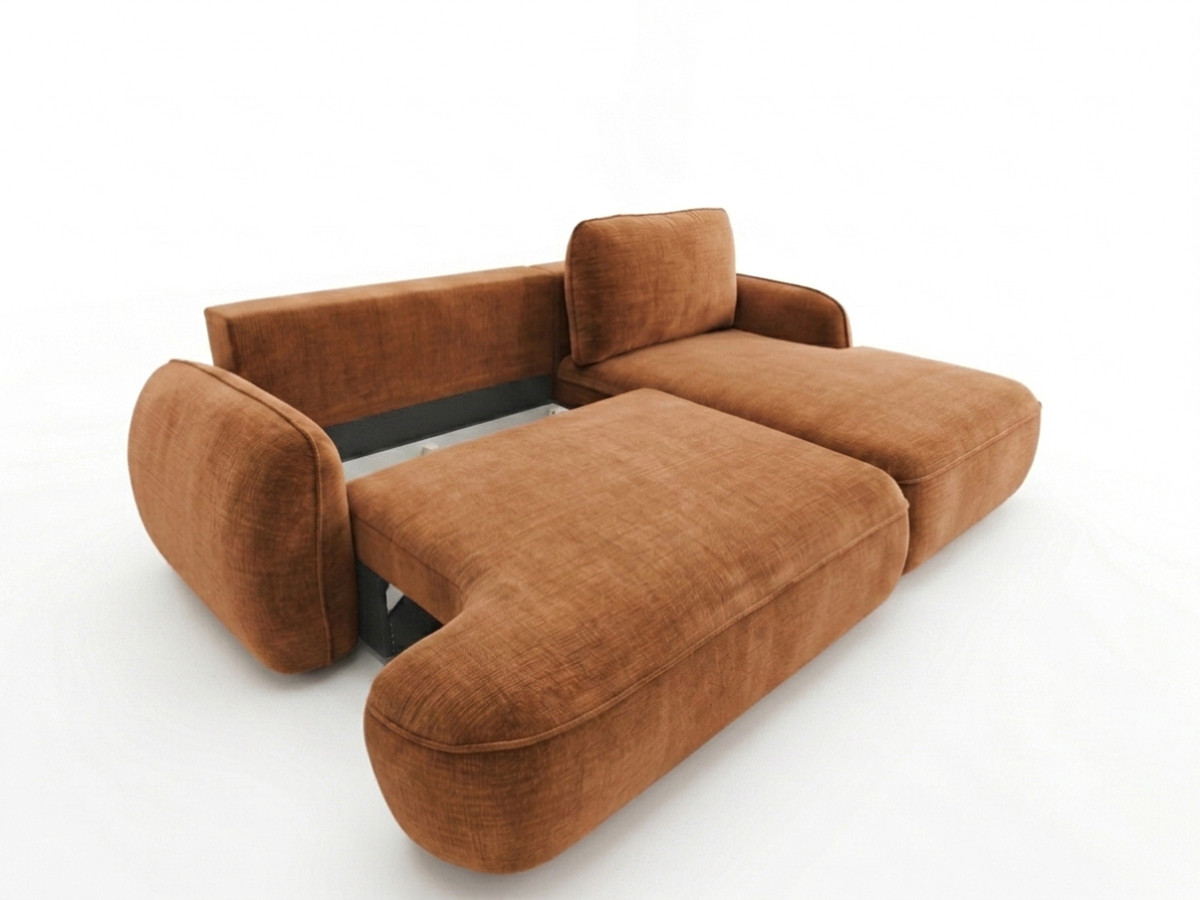 Canapé d'angle convertible CELESTE tissu lisse