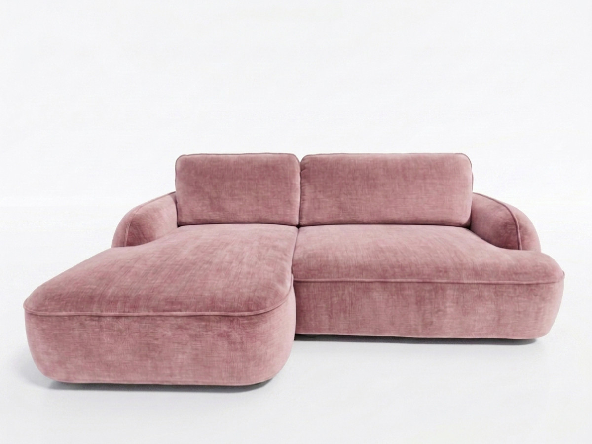 canapé d'angle convertible celeste tissu lisse de couleur rose