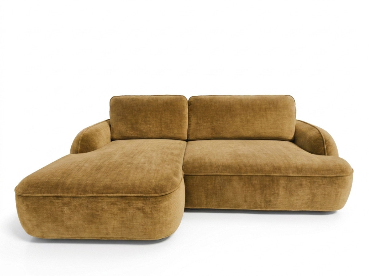 canapé d'angle convertible celeste tissu lisse de couleur jaune