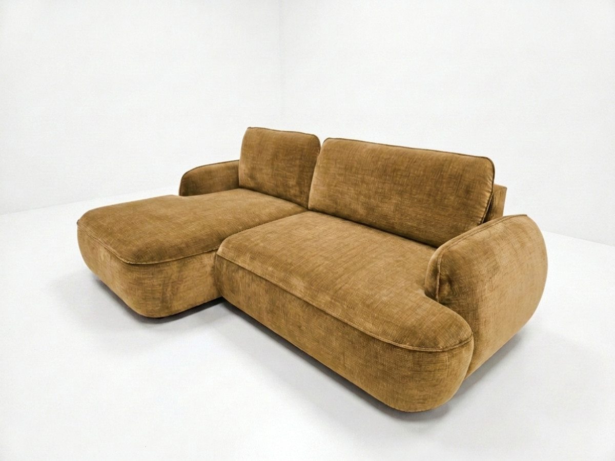 Canapé d'angle convertible CELESTE tissu lisse