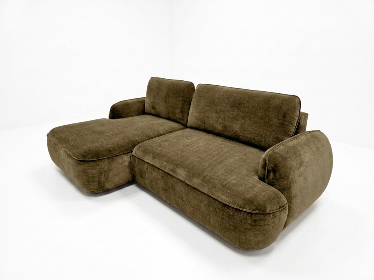 Canapé d'angle convertible CELESTE tissu lisse