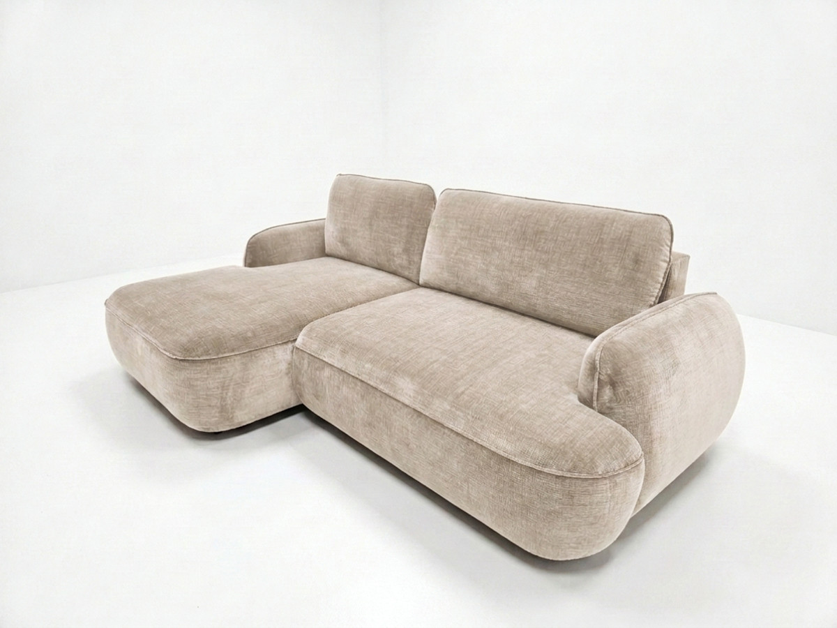 Canapé d'angle convertible CELESTE tissu lisse