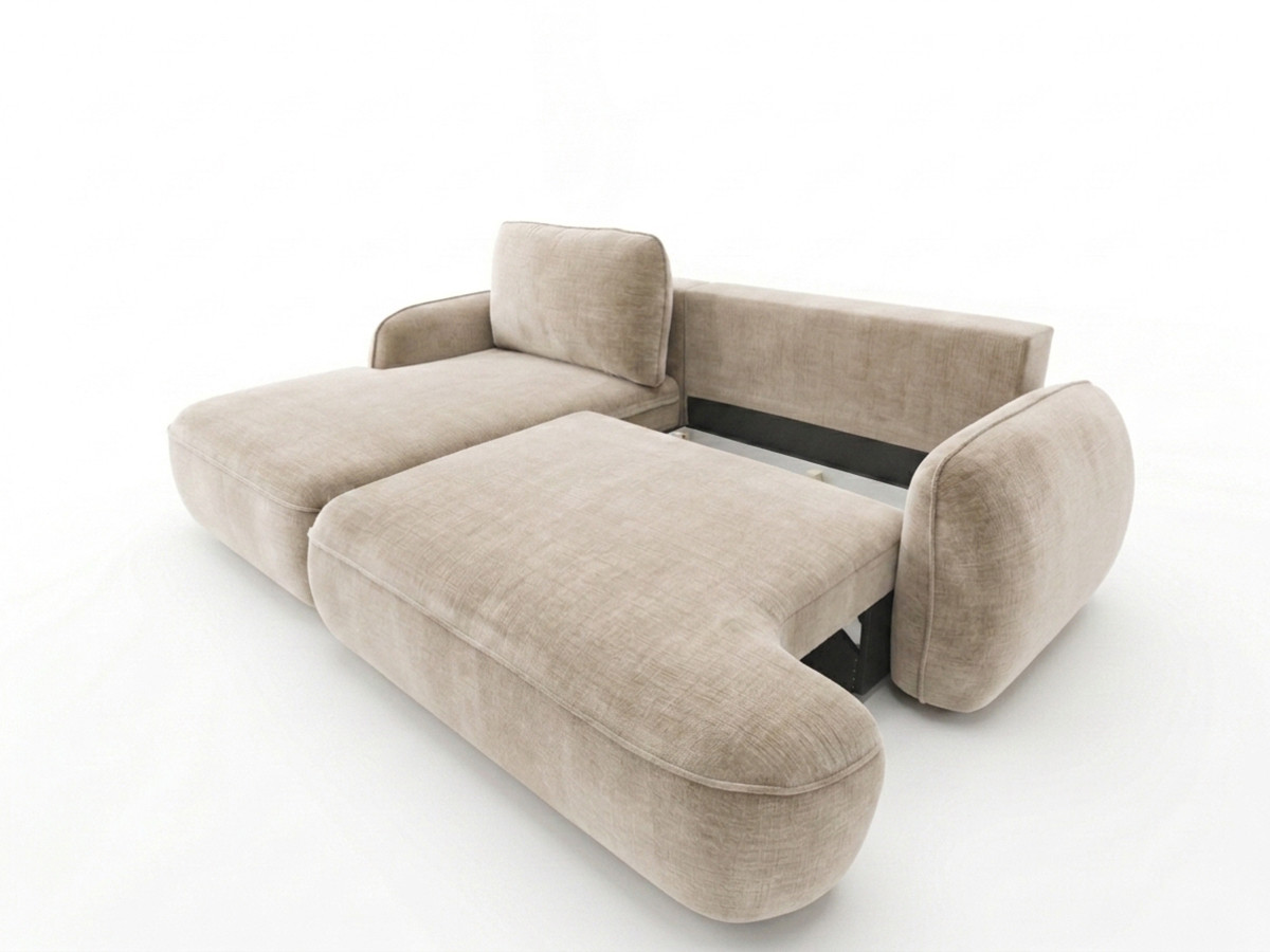Canapé d'angle convertible CELESTE tissu lisse
