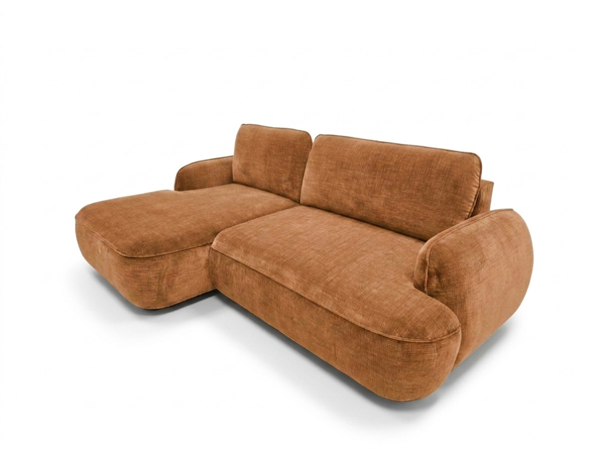 Canapé d'angle convertible CELESTE tissu lisse