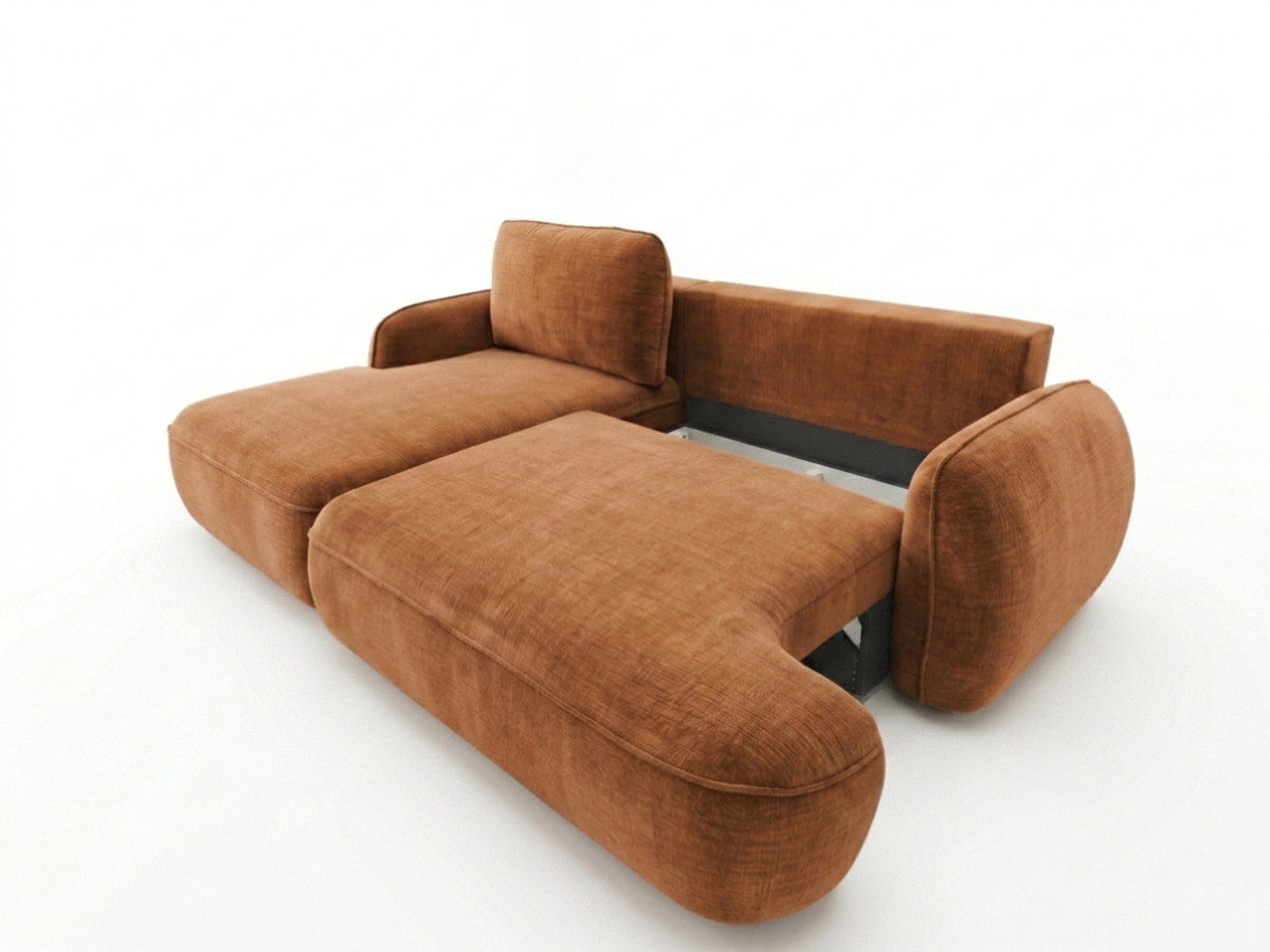 Canapé d'angle convertible CELESTE tissu lisse