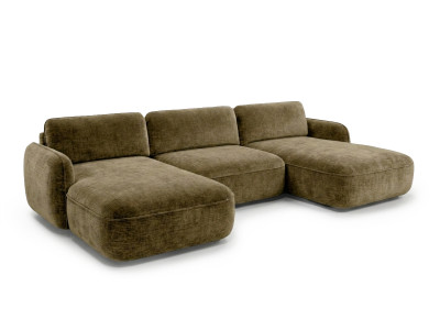 Canapé panoramique convertible coffre CELESTE tissu chenille