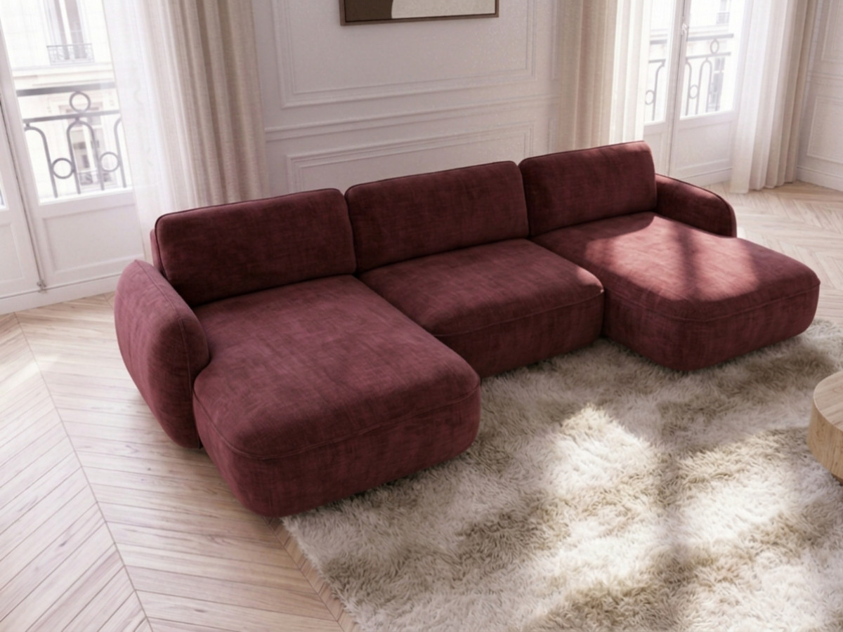 Canapé panoramique convertible coffre CELESTE lisse rouge — vue 5