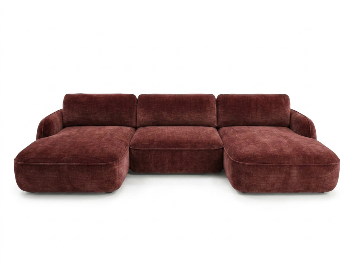 Canapé panoramique convertible coffre CELESTE lisse rouge — vue 6
