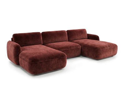 Canapé panoramique convertible coffre CELESTE tissu lisse