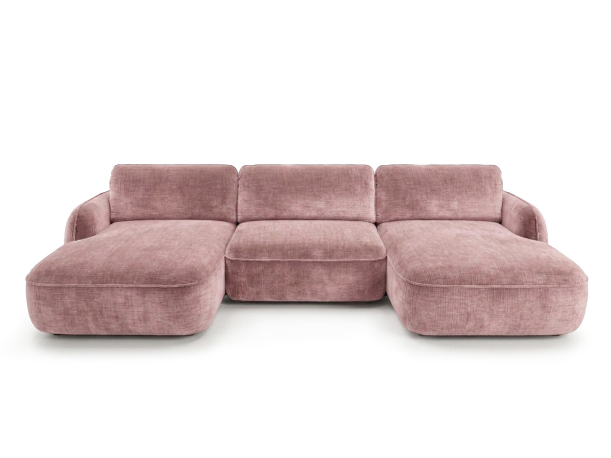 Canapé panoramique convertible coffre CELESTE lisse rose — vue 6