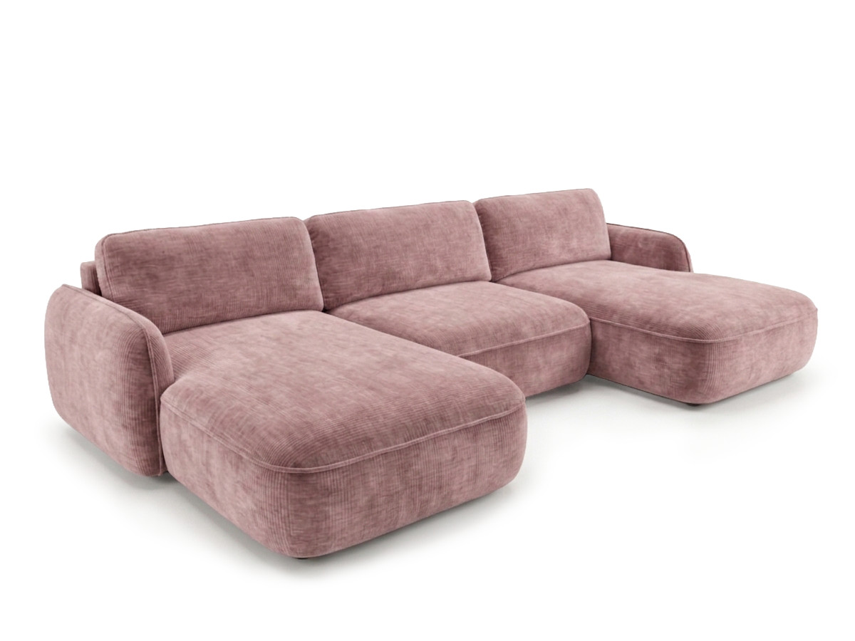 Canapé panoramique convertible coffre CELESTE lisse rose — vue 3