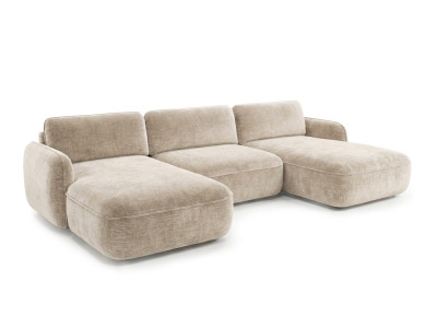 Canapé panoramique convertible coffre CELESTE tissu chenille