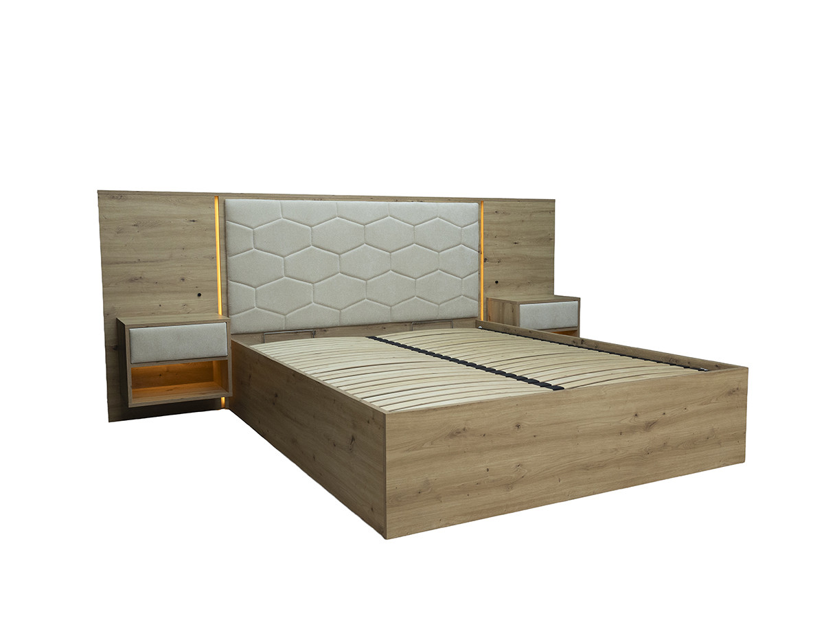 Bed met opbergruimte, ledverlichting en geïntegreerde nachtkastjes PALMERAIE
