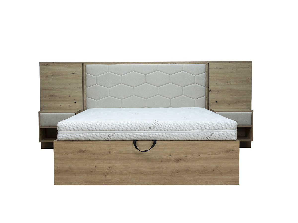 Bed met opbergruimte, ledverlichting en geïntegreerde nachtkastjes PALMERAIE