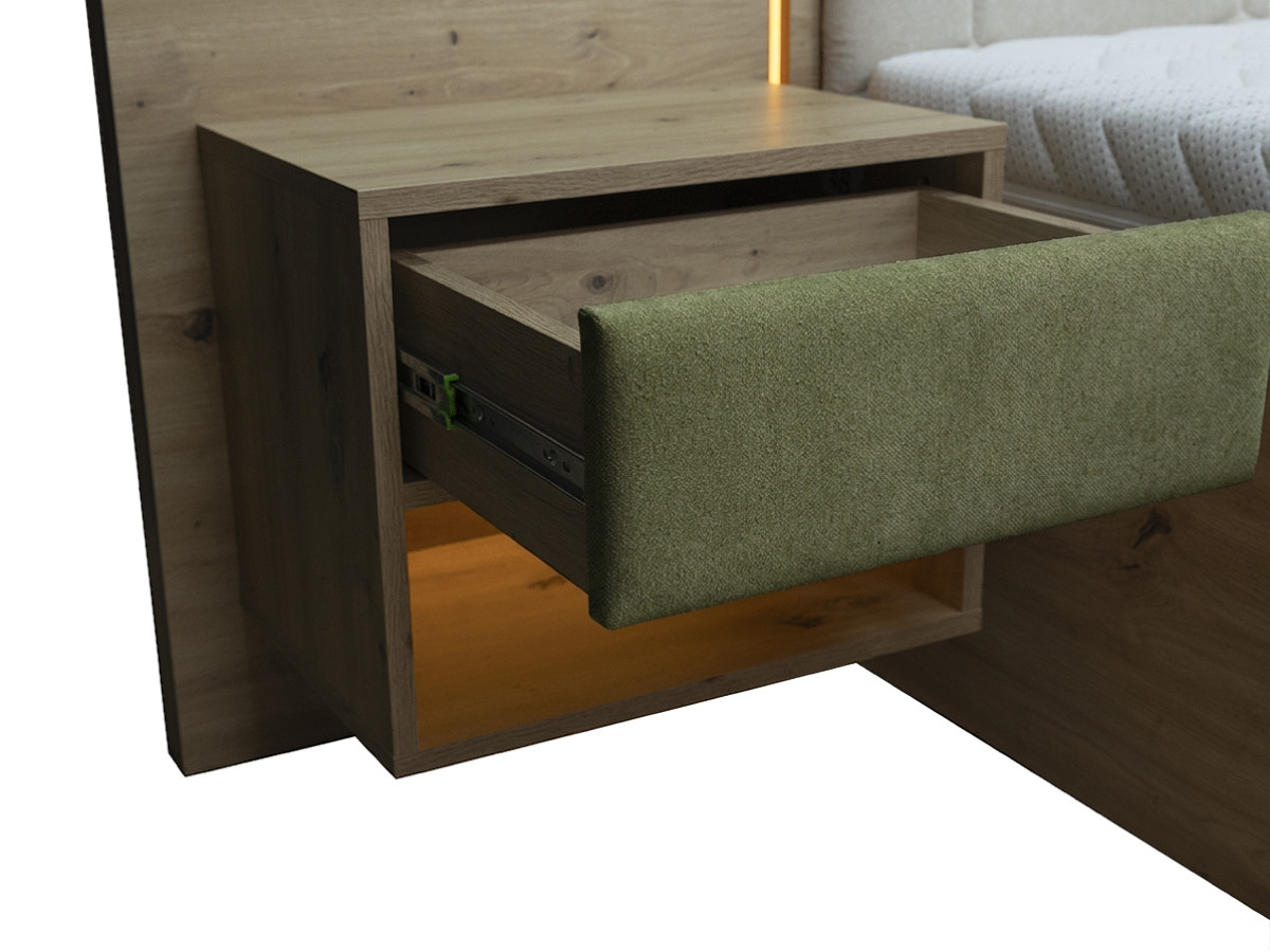 Bed met opbergruimte, ledverlichting en geïntegreerde nachtkastjes PALMERAIE