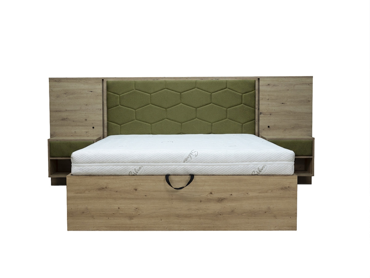 Bed met opbergruimte, ledverlichting en geïntegreerde nachtkastjes PALMERAIE