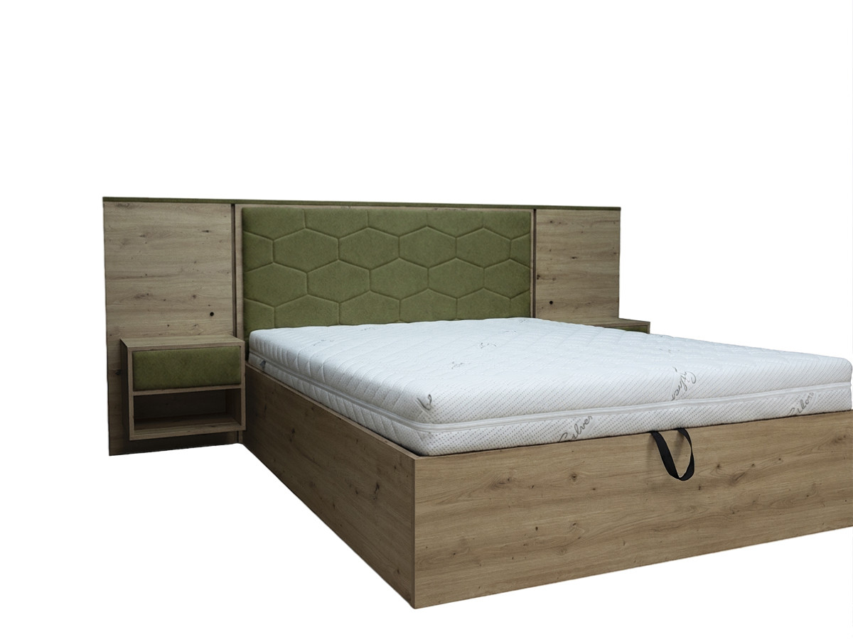 Bed met opbergruimte, ledverlichting en geïntegreerde nachtkastjes PALMERAIE