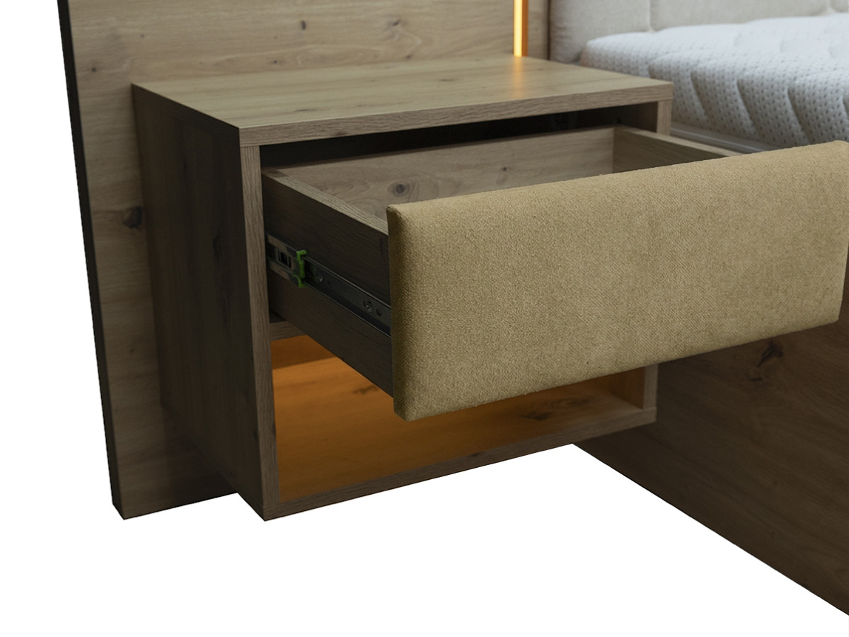 Bed met opbergruimte, ledverlichting en geïntegreerde nachtkastjes PALMERAIE